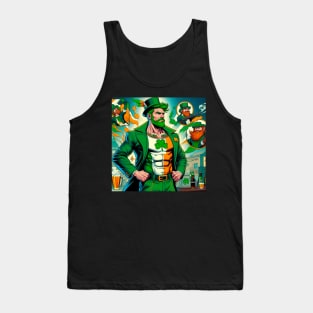 Irish Male Comic Book Superhero with Leprechaun Tank Top